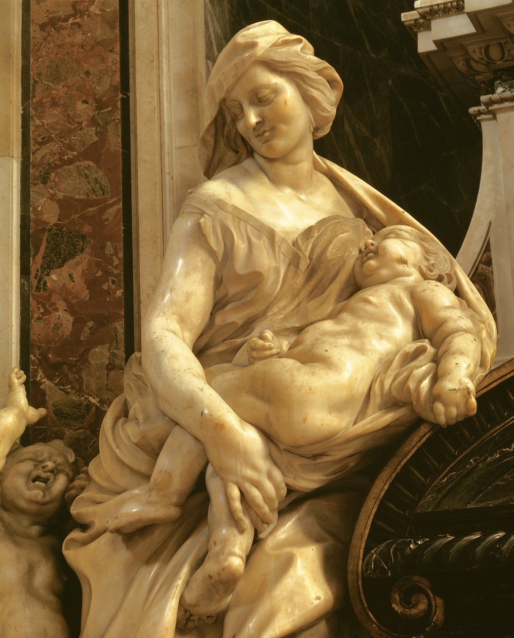 Caritas, vom Grab von Urban VIII (Detail) von Gian Lorenzo Bernini