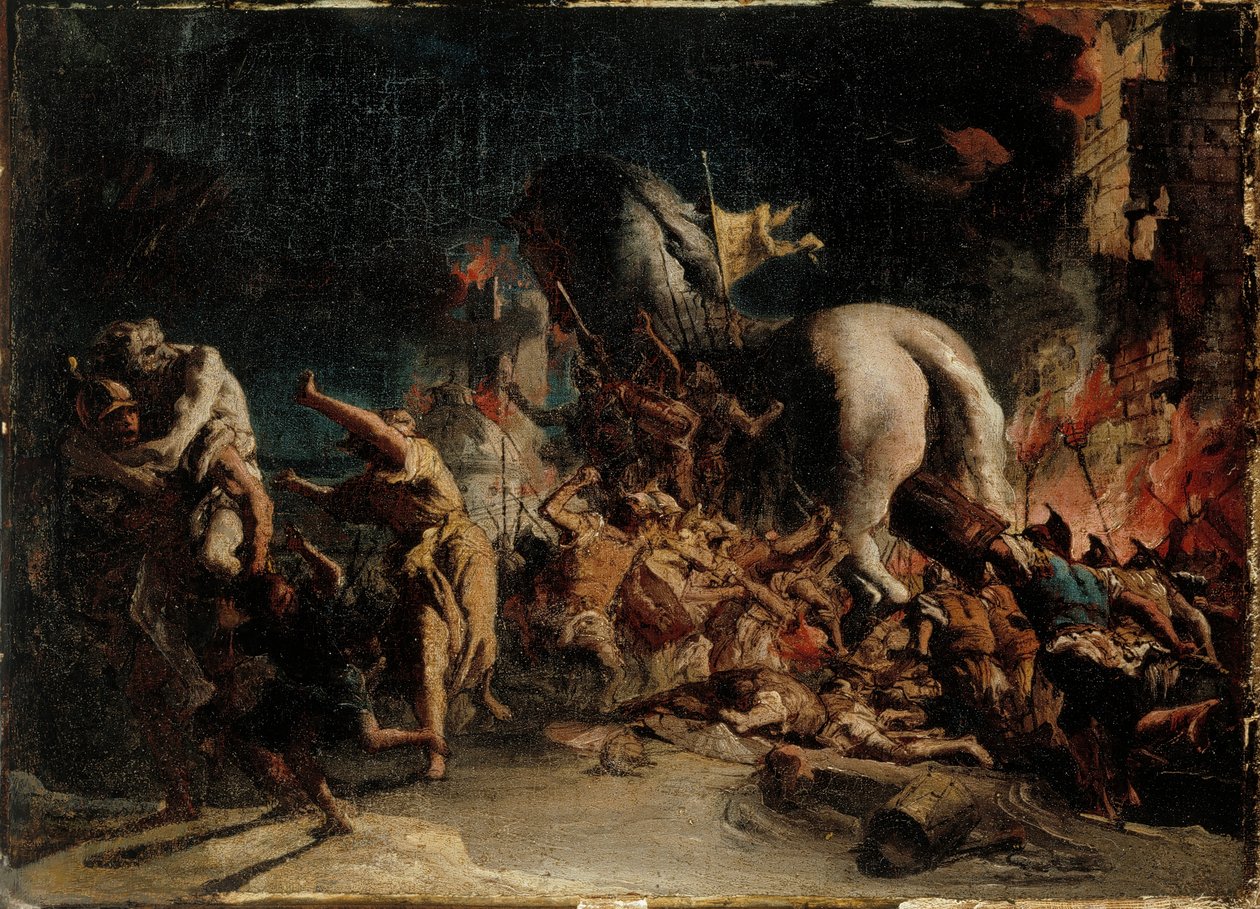 Die Belagerung von Troja, ca. 1760 von Giovanni Domenico Tiepolo