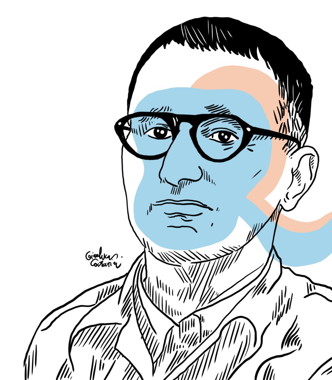 Porträt von Bertolt Brecht, 2022 von Gianluca Costantini