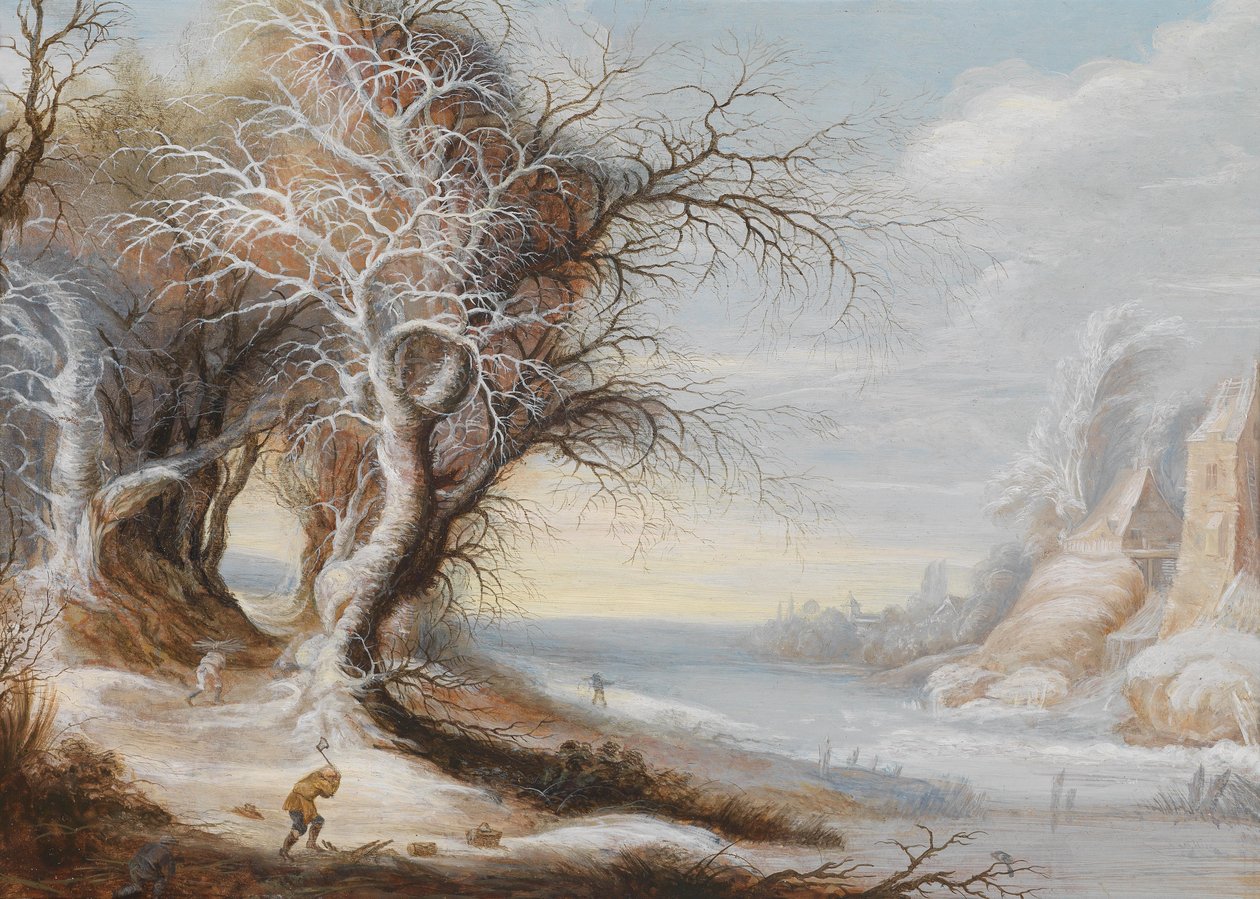Eine Winterlandschaft mit Holzfäller von Gijsbrecht Leytens