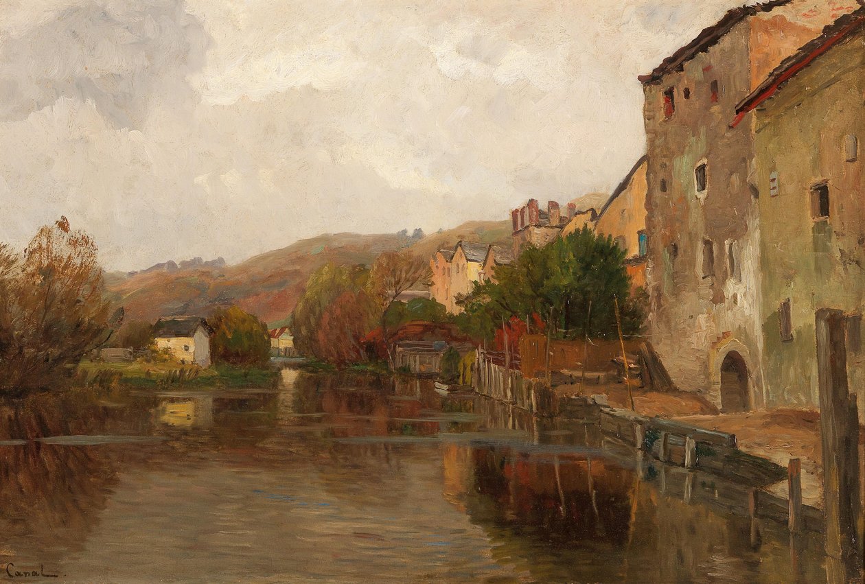 Flusslandschaft mit Häusern von Gilbert von Canal