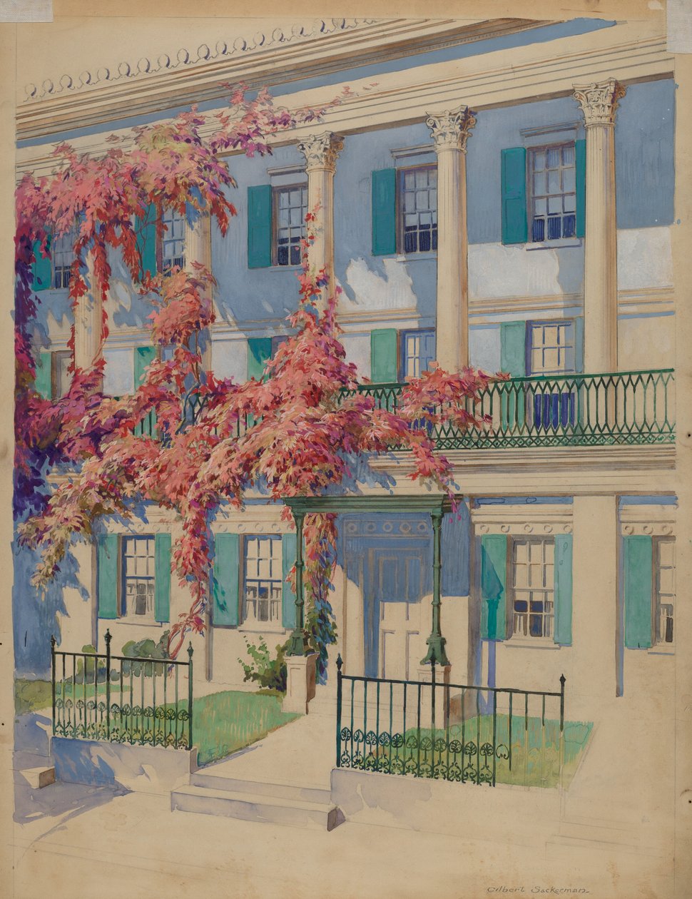 Gartenbalkon aus Gusseisen, 1935-1942 von Gilbert Sackerman