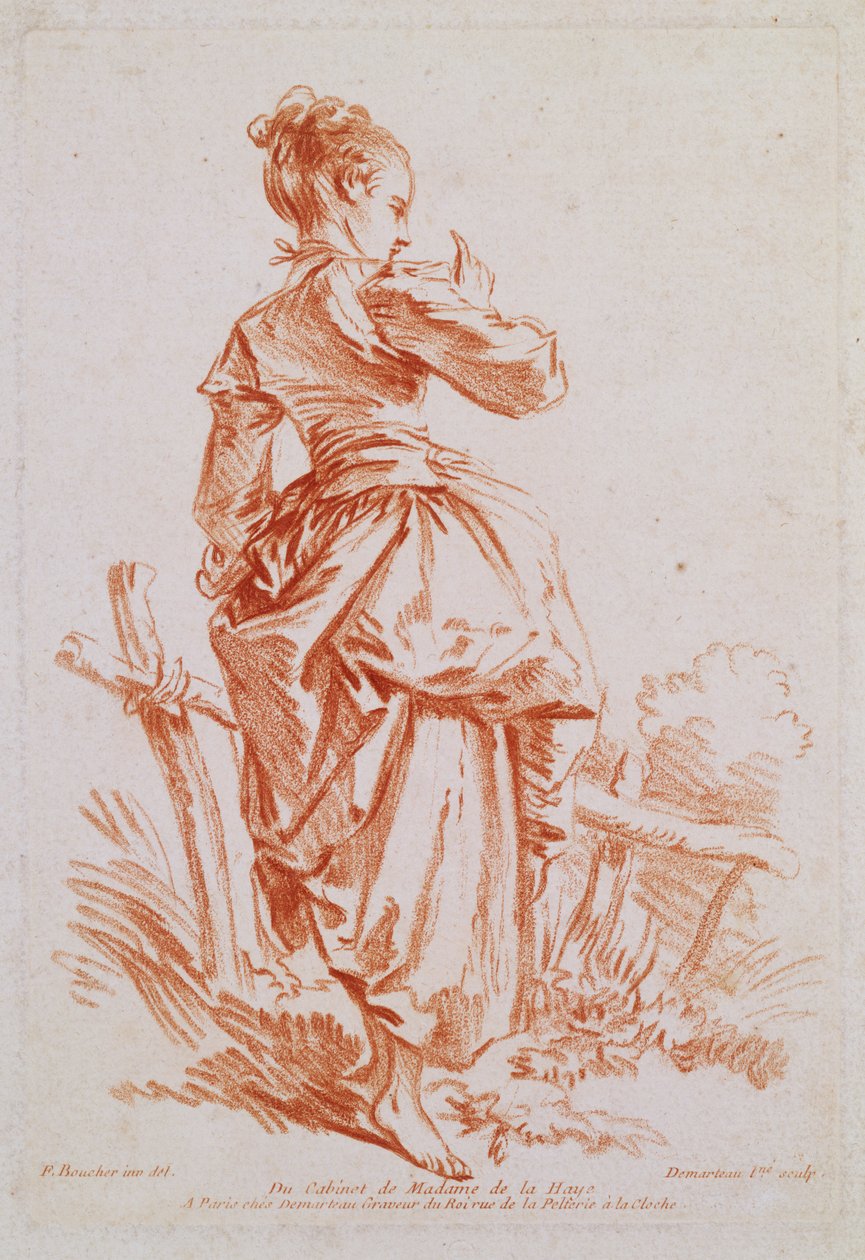 Hirtin (Radierung nach Boucher) von Giles Demarteau