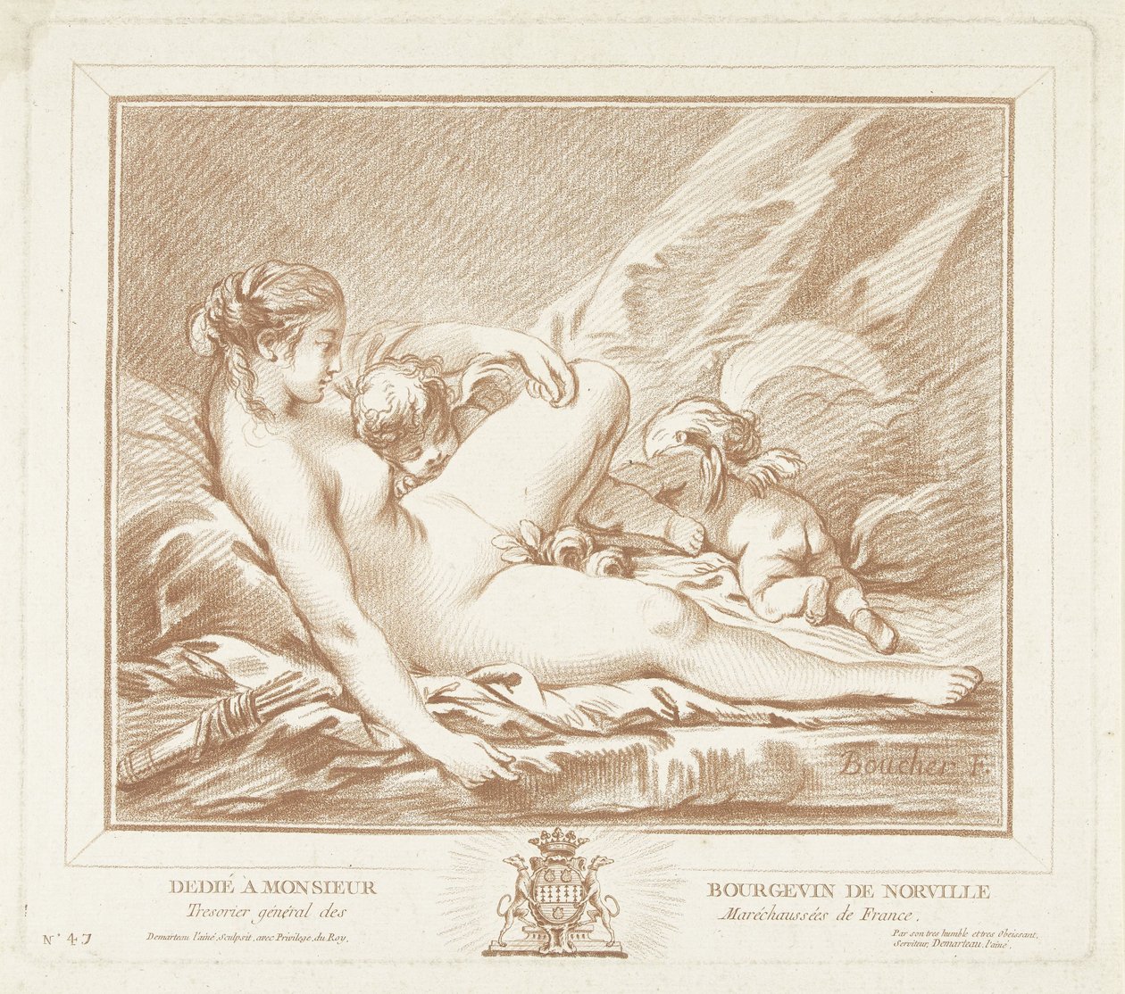 Liegende Venus mit Amor und Anteros von Gilles Demarteau