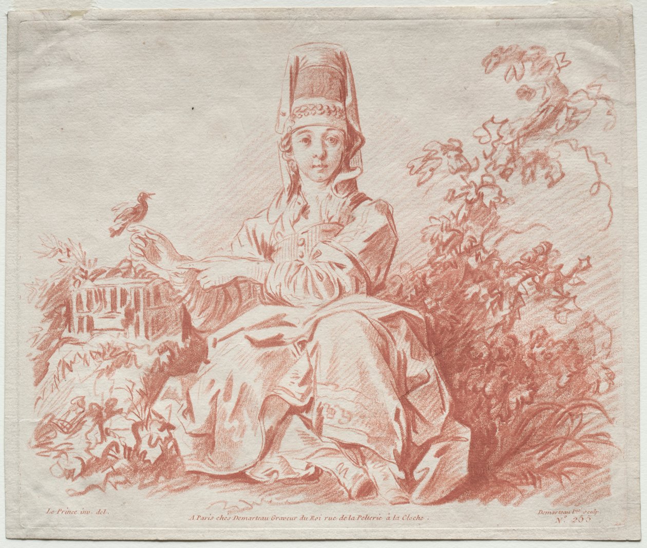 Junges Mädchen mit einem Vogel von Gilles Demarteau