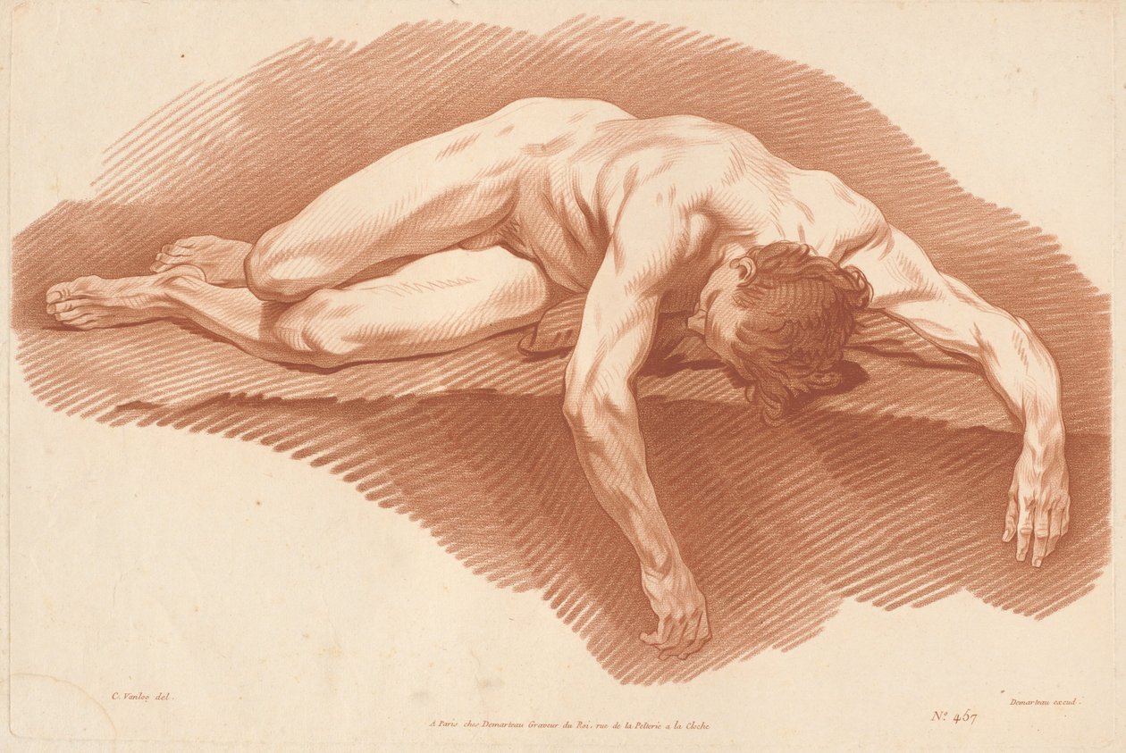 Akademie (457) von Gilles Demarteau, the Elder after Carle Van Loo