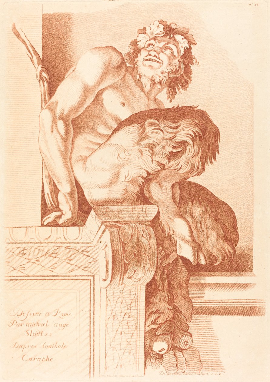 Satyr von Gilles Demarteau the Elder after René Michel Slodtz after Annibale Carracci