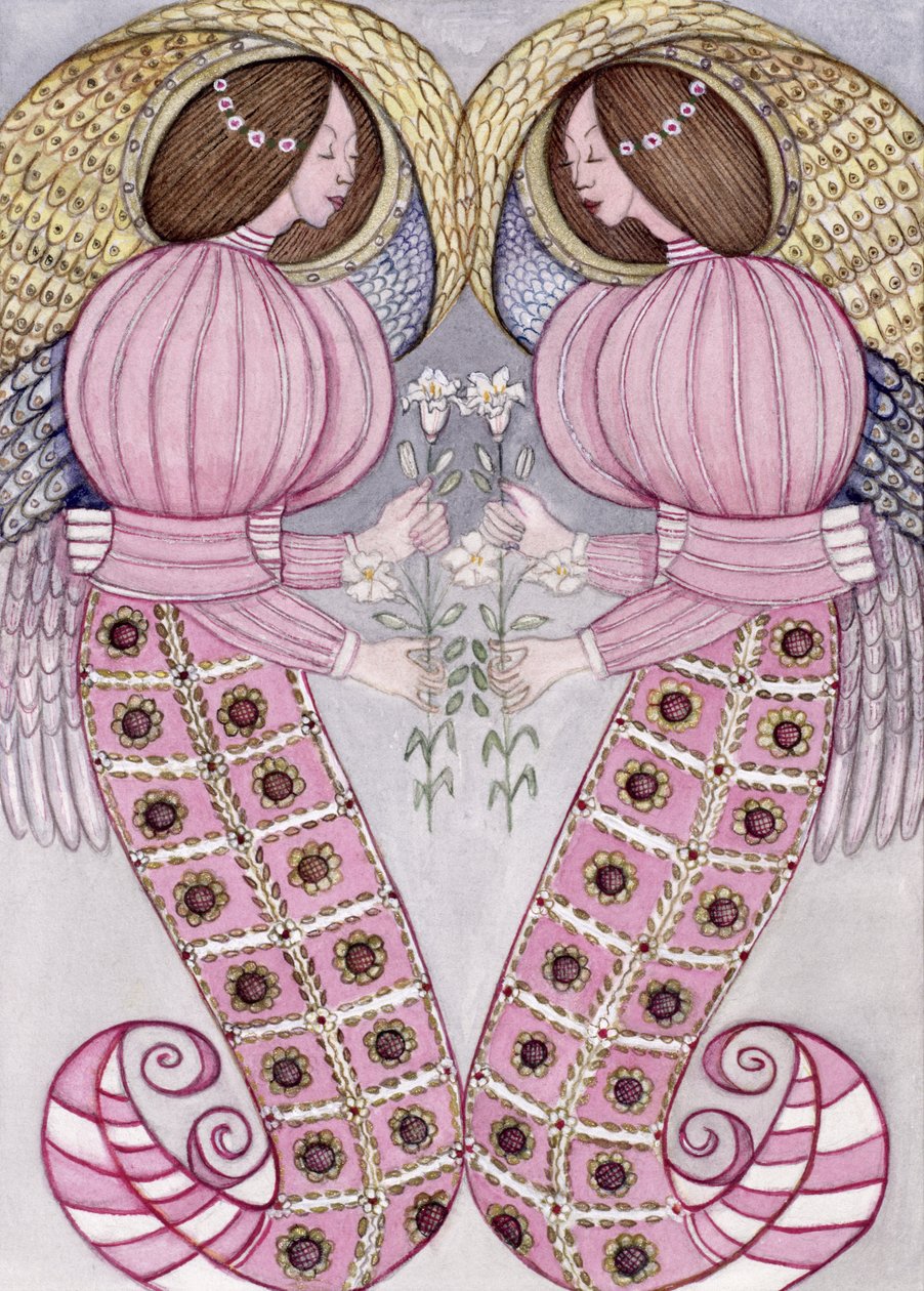 Zwei Engel mit Tigerlilien, 1995 von Gillian Lawson