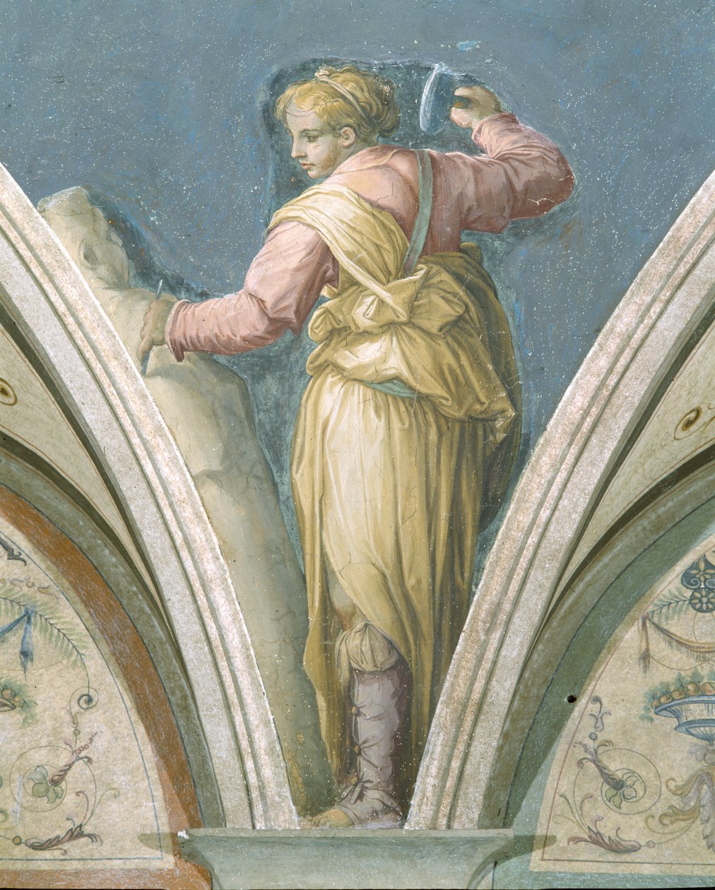 Skulptur, Die vier Künste, Peduccio, Camera della Fama, 1542 von Giorgio Vasari