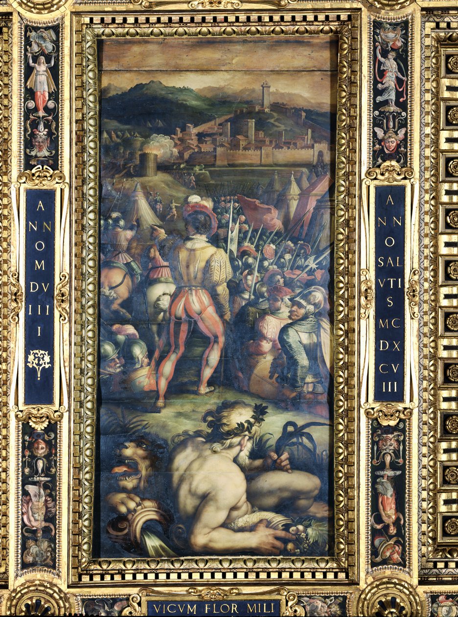 Die Eroberung von Vicopisano von der Decke des Salone dei Cinquecento, 1565 von Giorgio Vasari