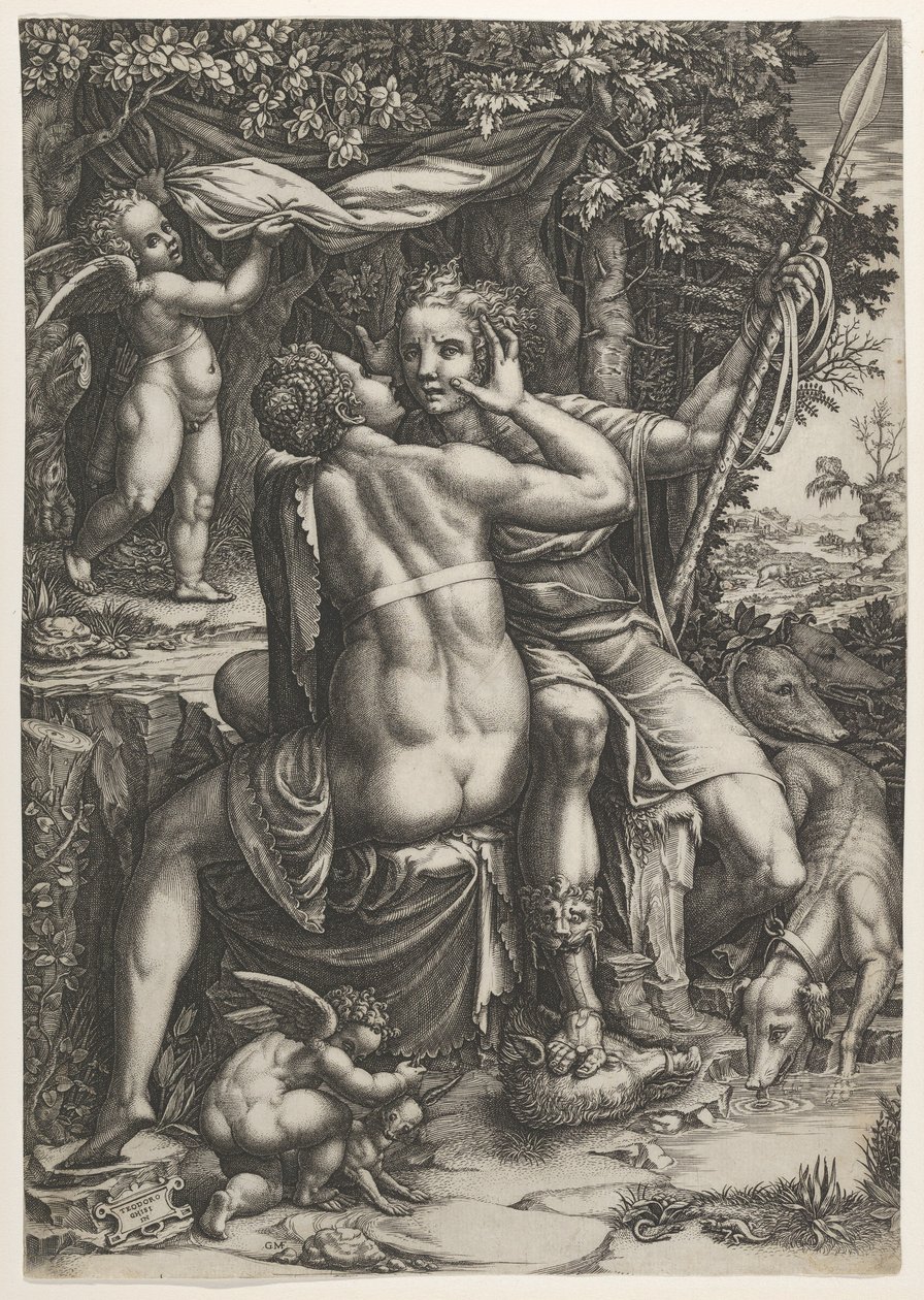 Venus und Adonis, ca. 1570 von Giorgio Ghisi