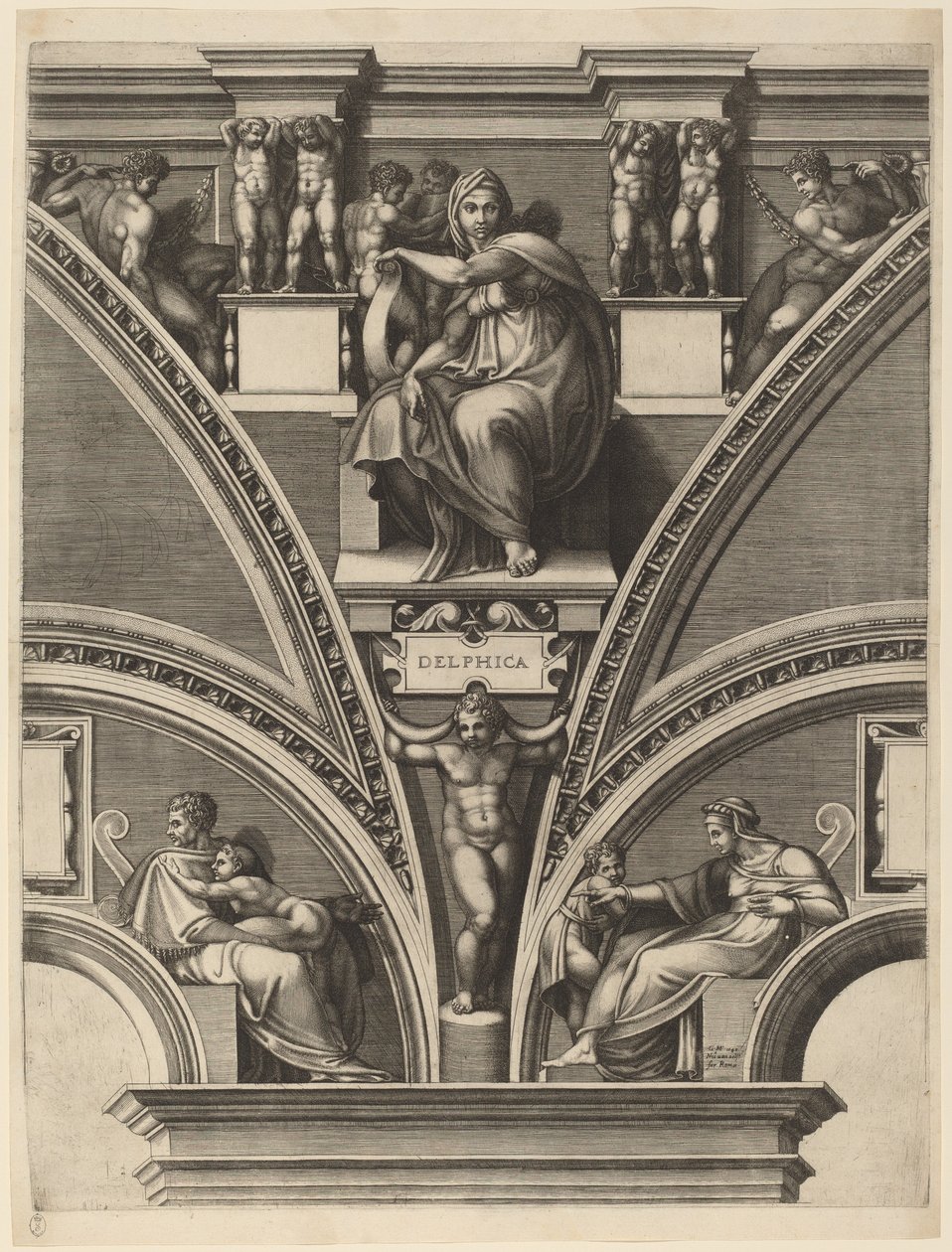 Die delphische Sibylle von Giorgio Ghisi after Michelangelo