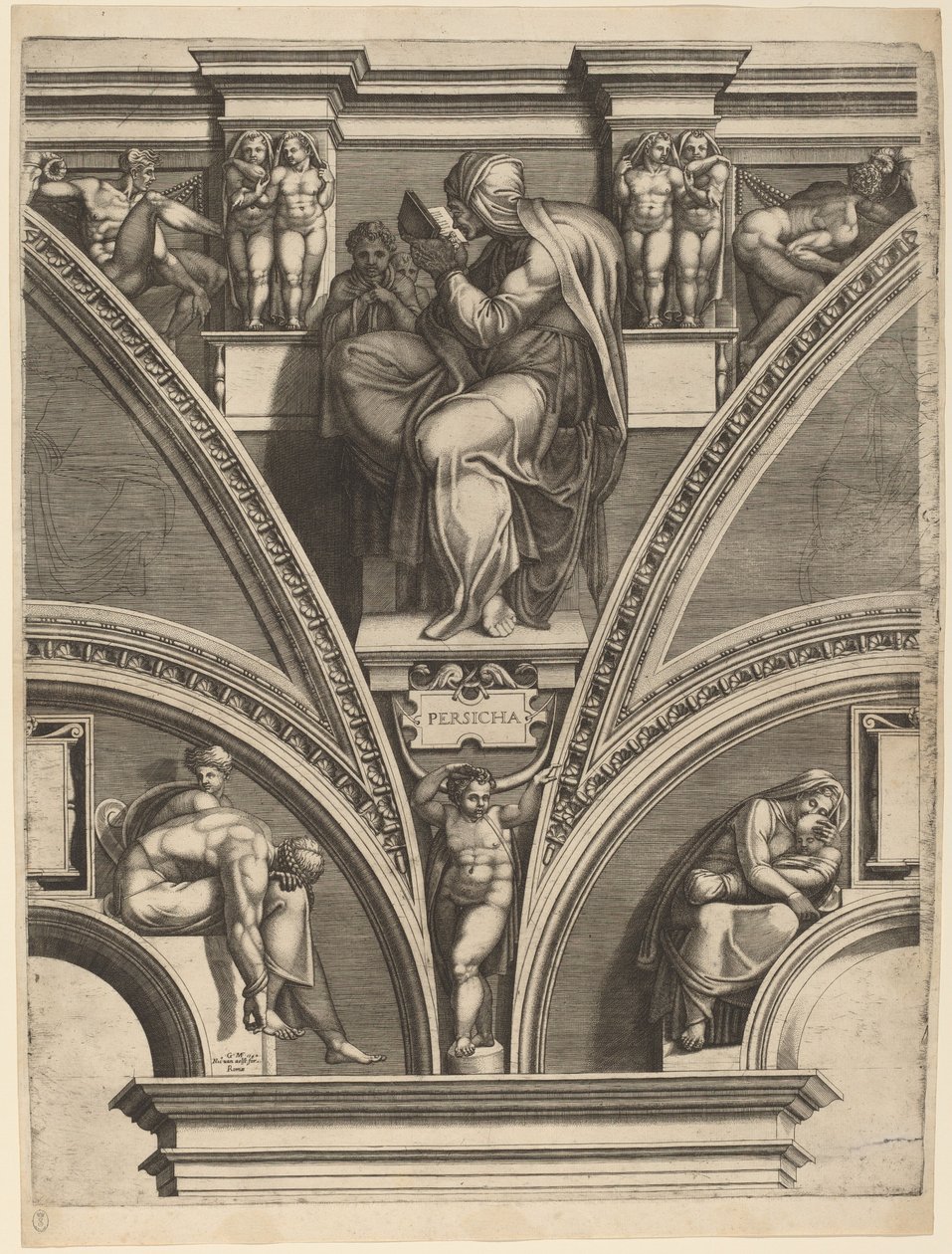 Die persische Sibylle von Giorgio Ghisi after Michelangelo