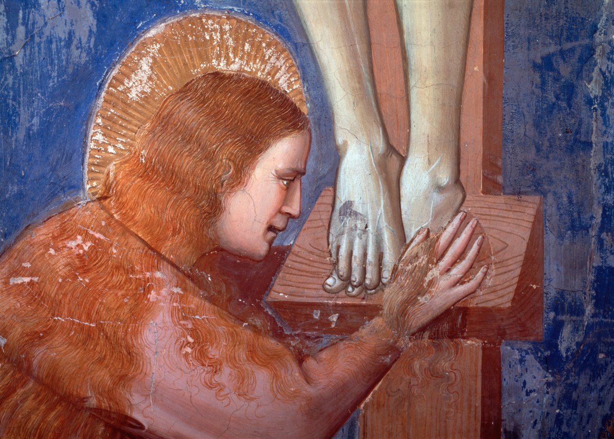 Kreuzigung, Detail der Magdalena (Fresko) von Giotto (c.1266 1337)