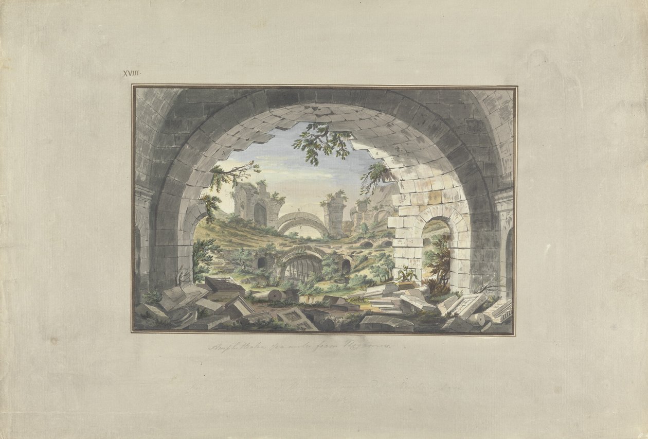 Ruinen in Pergamon, wahrscheinlich des Amphitheaters, ca. 1750 von Giovanni Battista Borra