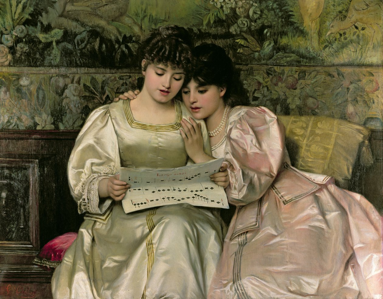 Zwei Mädchen singen von Giovanni Costa