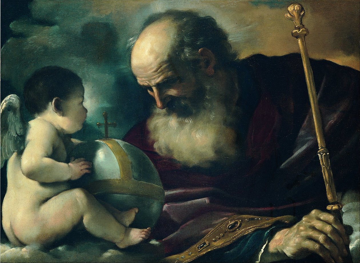 Gott der Vater und Engel von Giovanni Francesco Barbieri