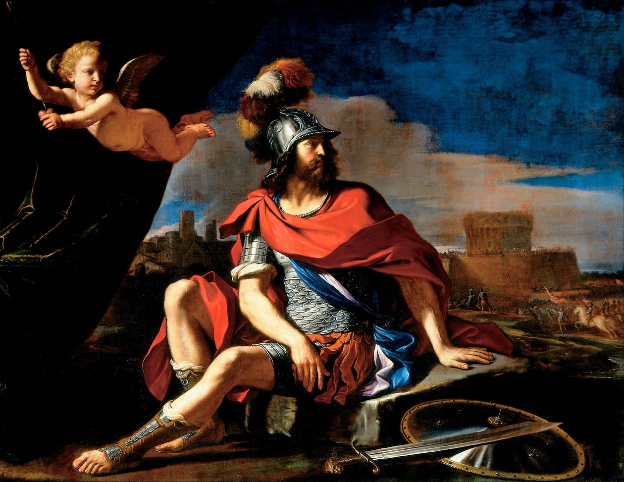 Mars mit Amor von Giovanni Francesco Barbieri