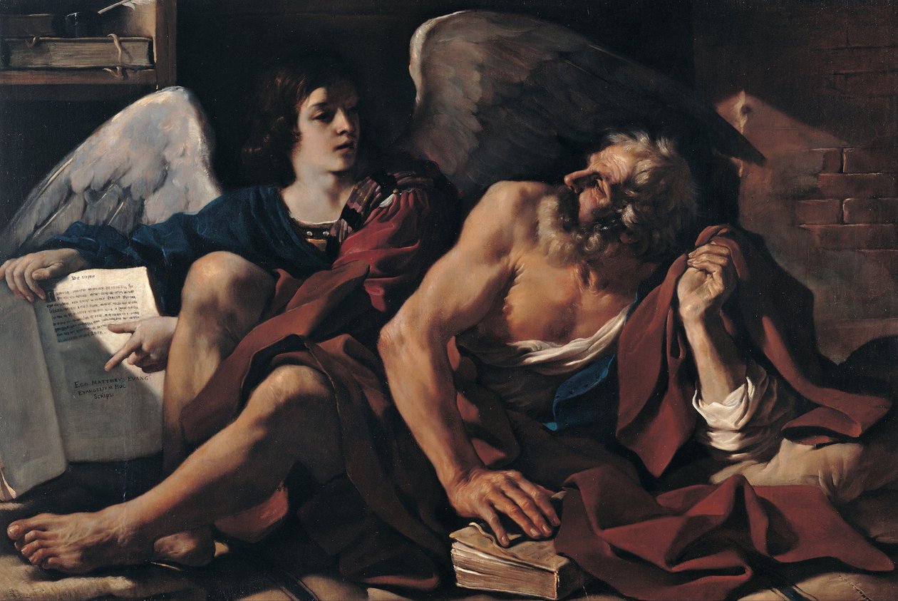Der heilige Matthäus und der Engel von Giovanni Francesco Barbieri