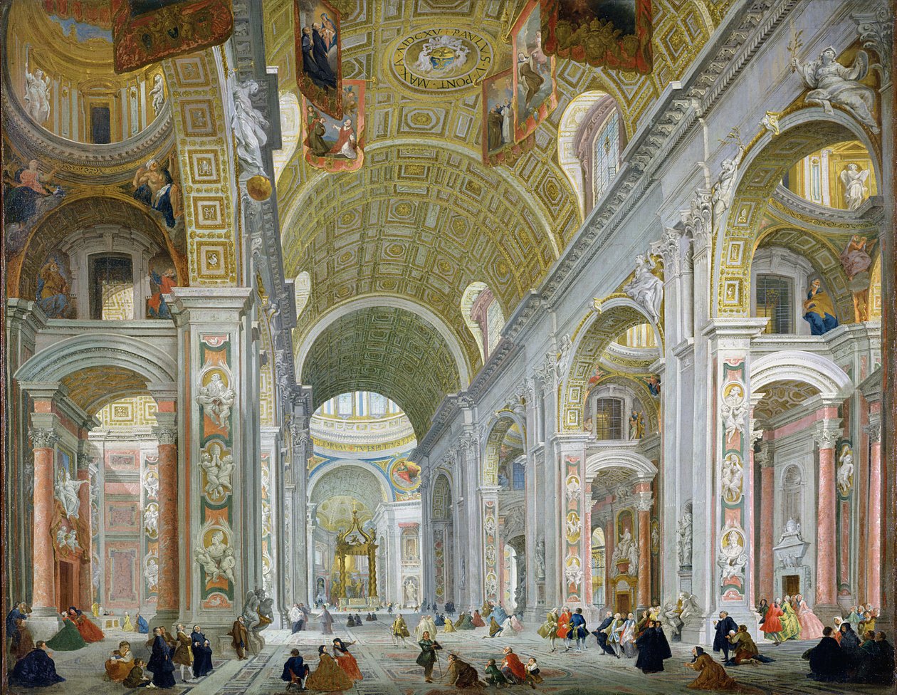 Innenansicht von St. Peter, Rom, ca. 1754 von Giovanni Paolo Pannini