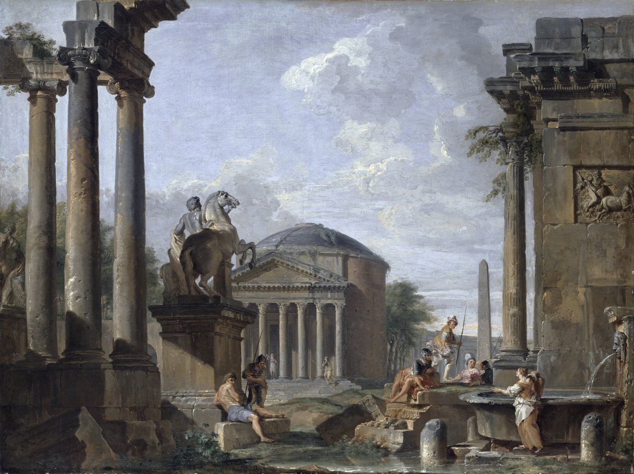 Landschaft mit römischen Ruinen von Giovanni Paolo Pannini