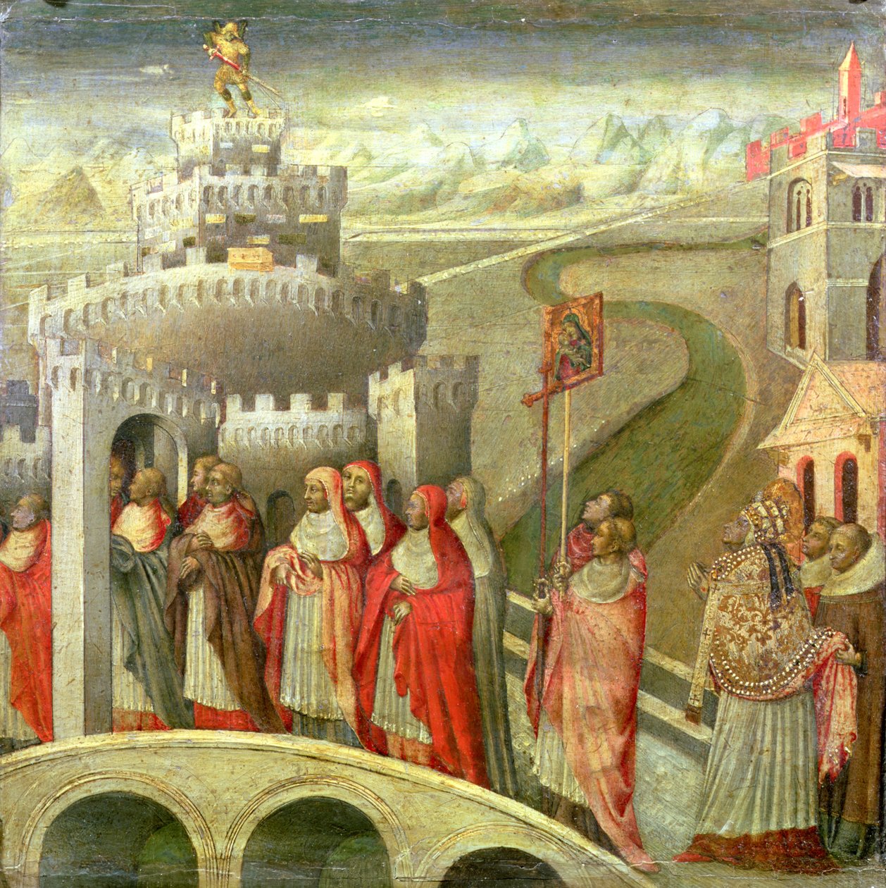 Prozession von St. Gregor zur Engelsburg von Giovanni di Paolo