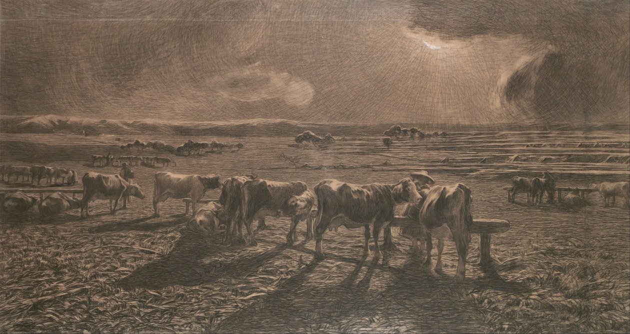 Abend (Weiden, Alla stanga) von Giovanni Segantini