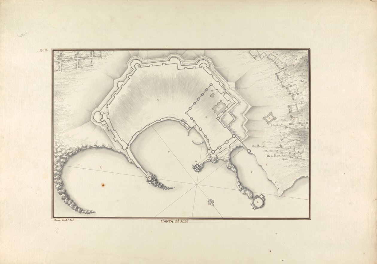 Pianta di Rodi von Giovanni Battista Borra