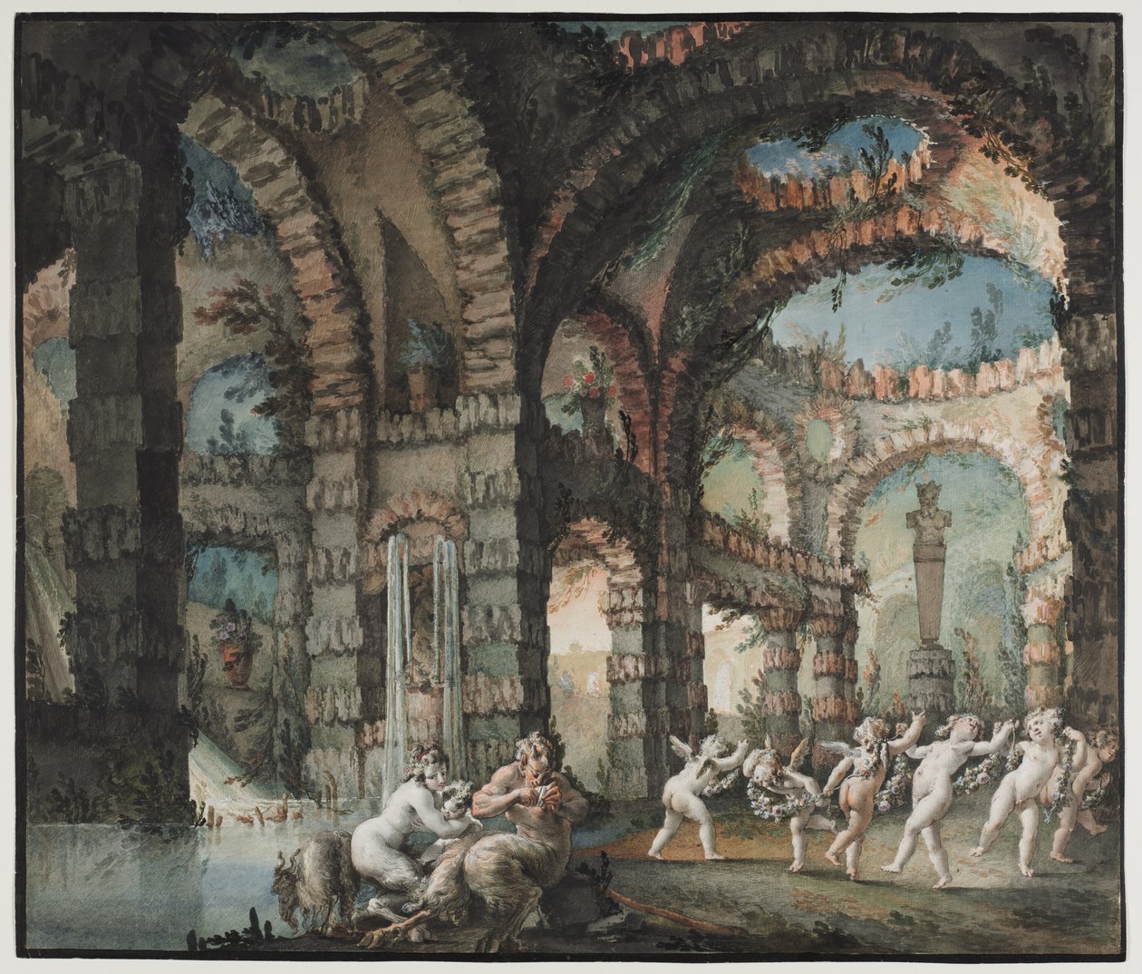 Familie der Satyrn mit tanzenden Putten von Giovanni David
