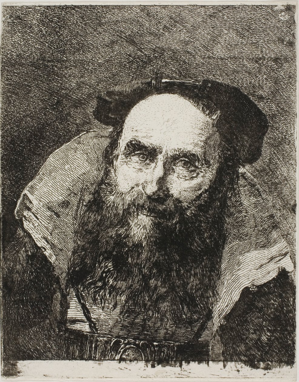 Lächelnder alter Mann von Giovanni Domenico Tiepolo