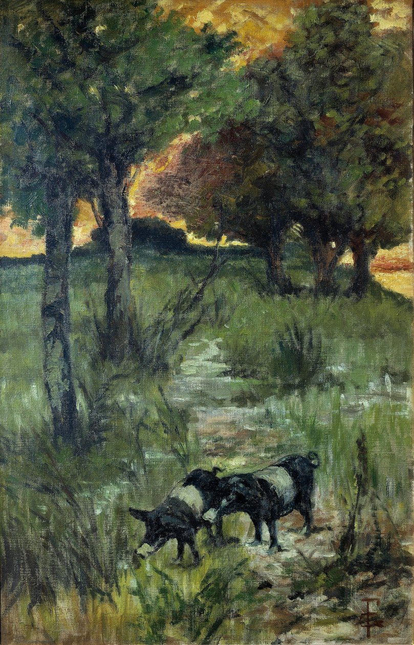 Italien, Florenz, Schweine auf der Weide von Giovanni Fattori
