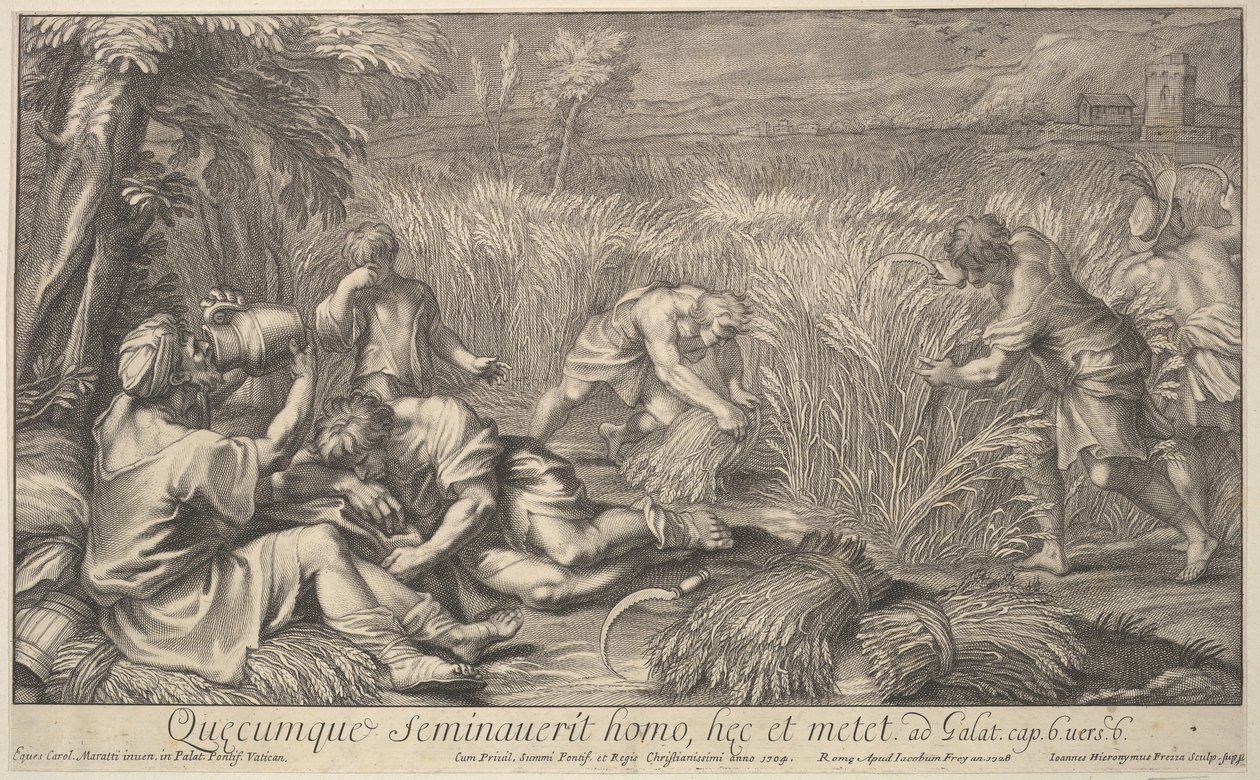 Getreideernter, 1704 von Giovanni Girolamo Frezza