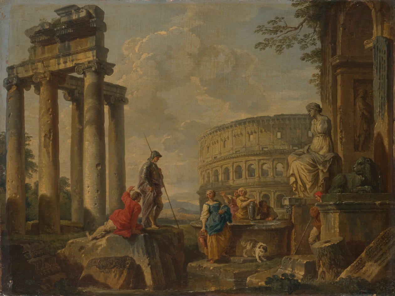 Das Kolosseum unter römischen Ruinen von Giovanni Paolo Panini