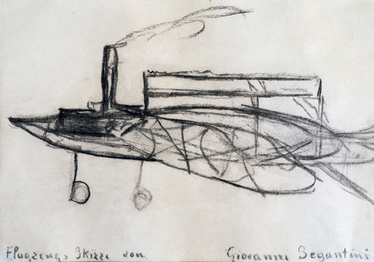 Flugzeugskizze von Giovanni Segantini