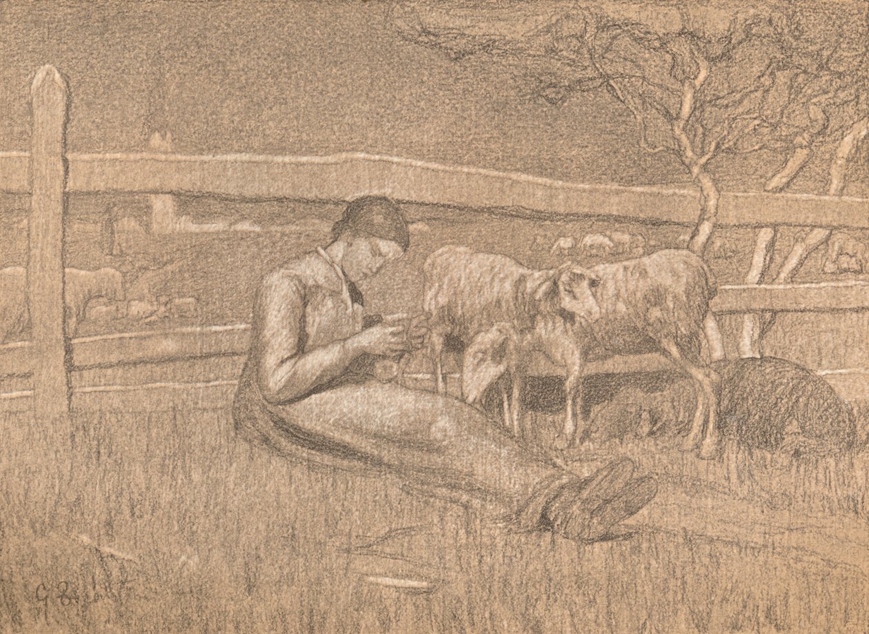 Die Schäferin, um 1888 von Giovanni Segantini