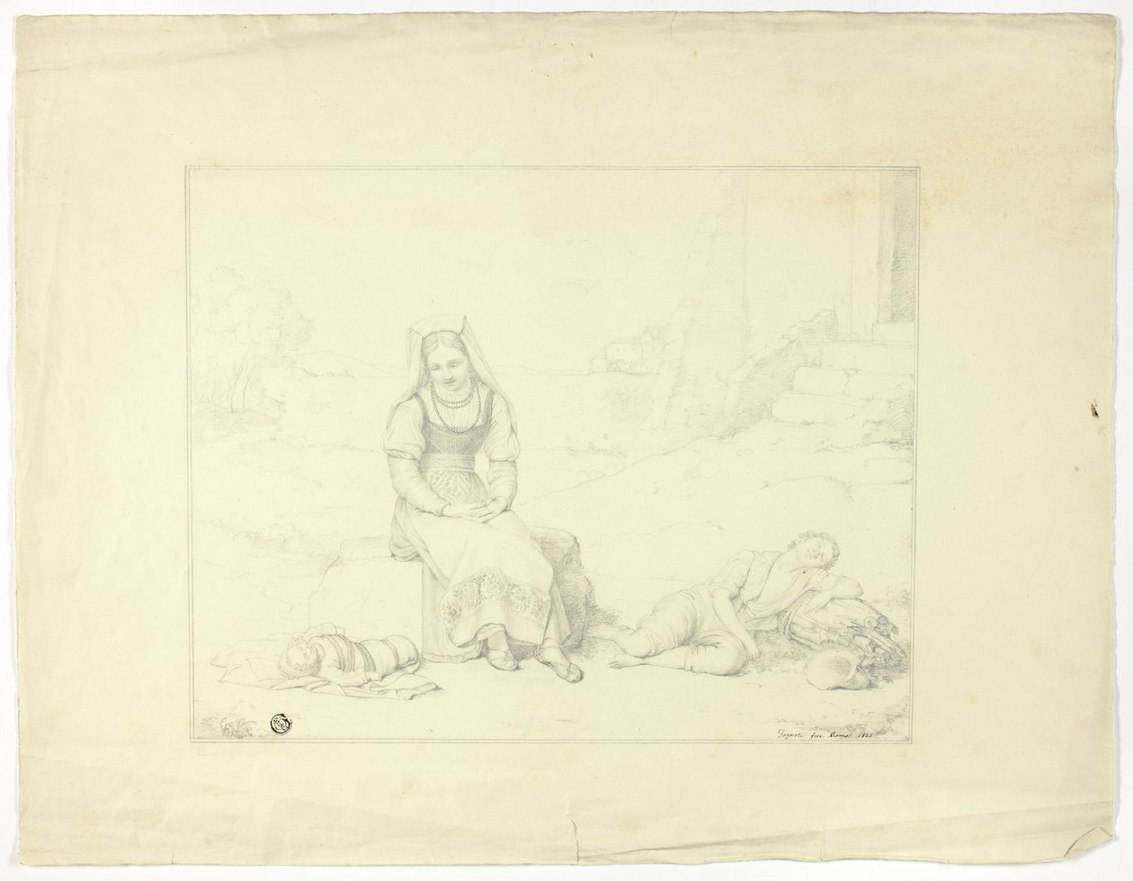 Römische Bäuerin und schlafende Kinder von Giovanni Tognolli