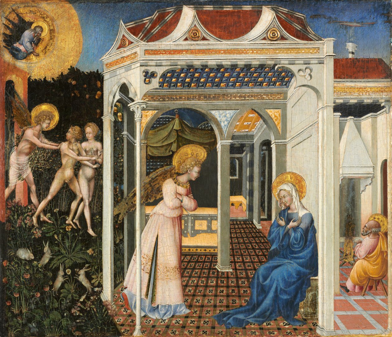 Die Verkündigung und Vertreibung aus dem Paradies von Giovanni di Paolo