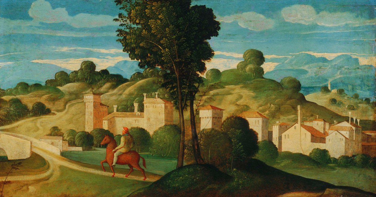 Landschaft mit Reiter von Girolamo Da Santa Croce