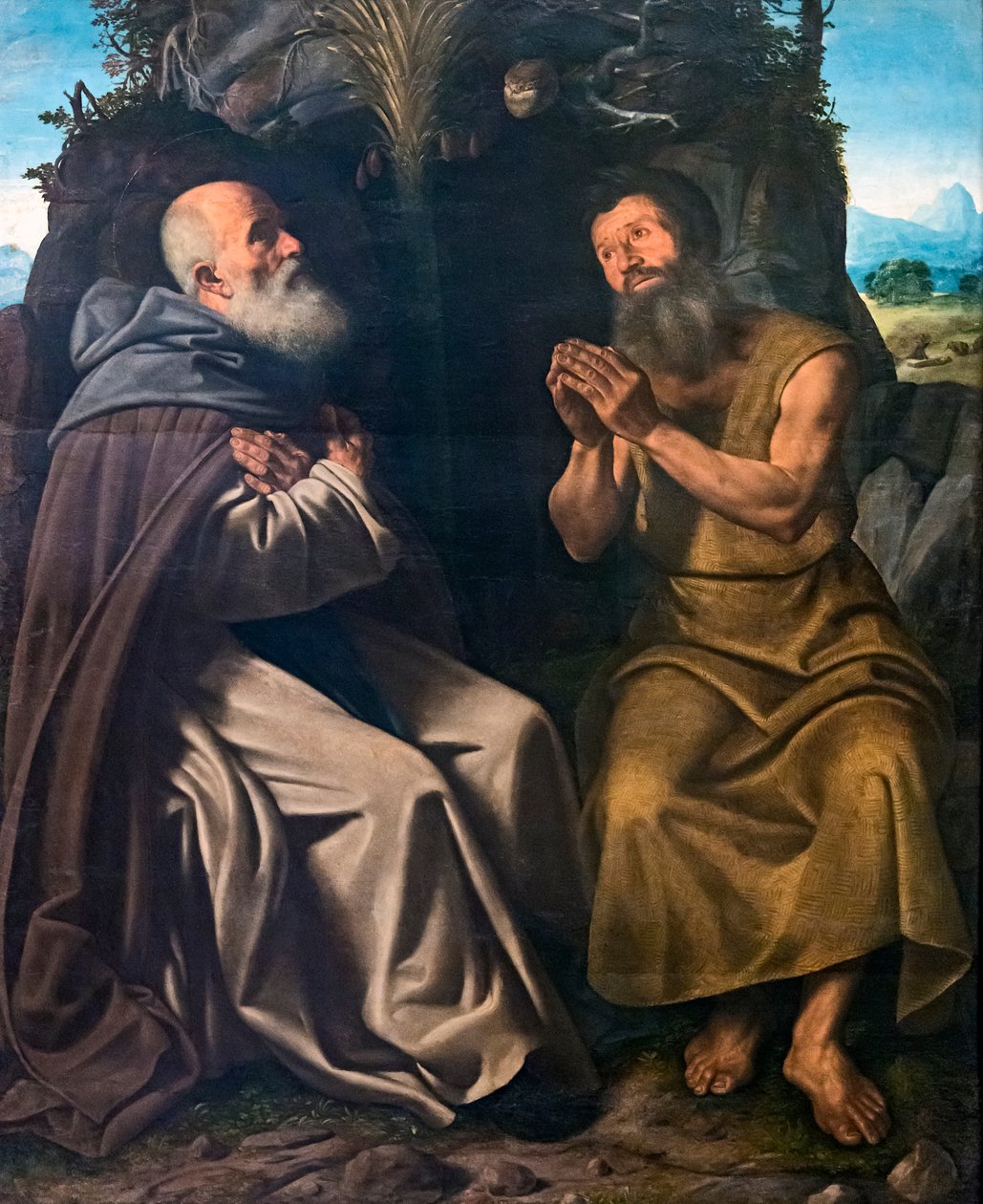 Antonius der Große und Paulus von Theben von Girolamo Savoldo