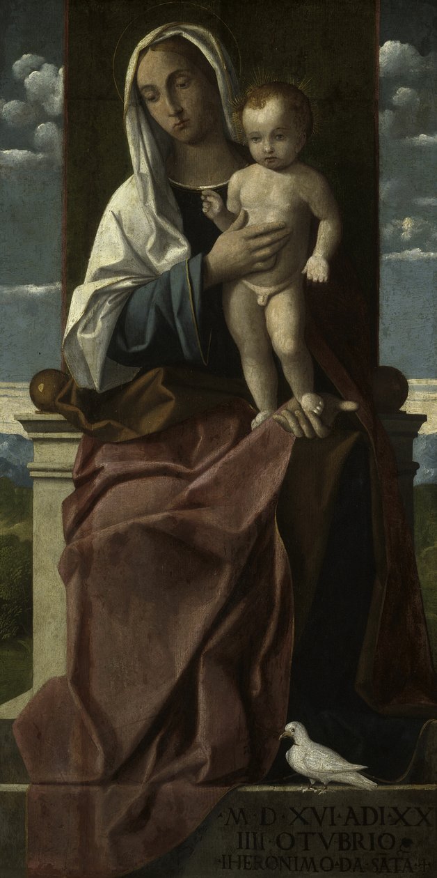 Thronende Madonna mit Kind von Girolamo da Santacroce