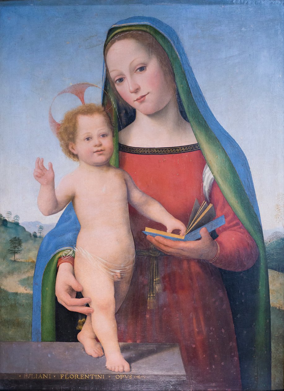 Madonna und Kind in einer Landschaft von Giuliano Bugiardini