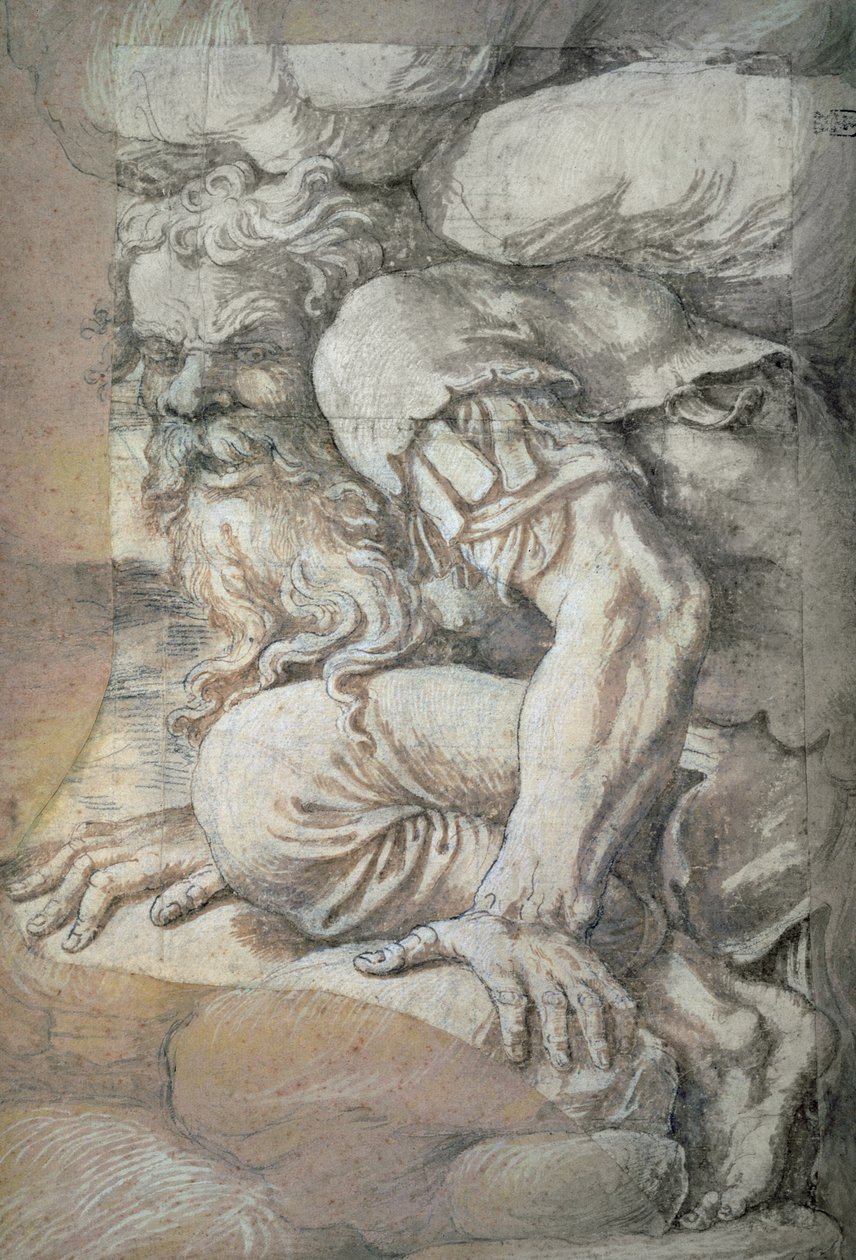 Riese, Skizze für das Fresko des Sturzes der Riesen, Palazzo del Te, Mantua, 1531-32 von Giulio Romano