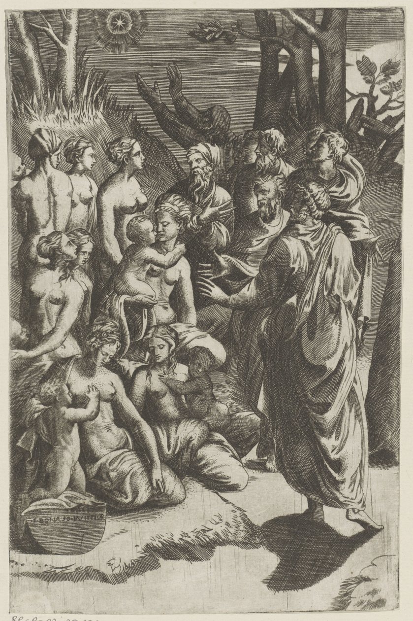Gruppe von Figuren unter Stern von Giulio Bonasone