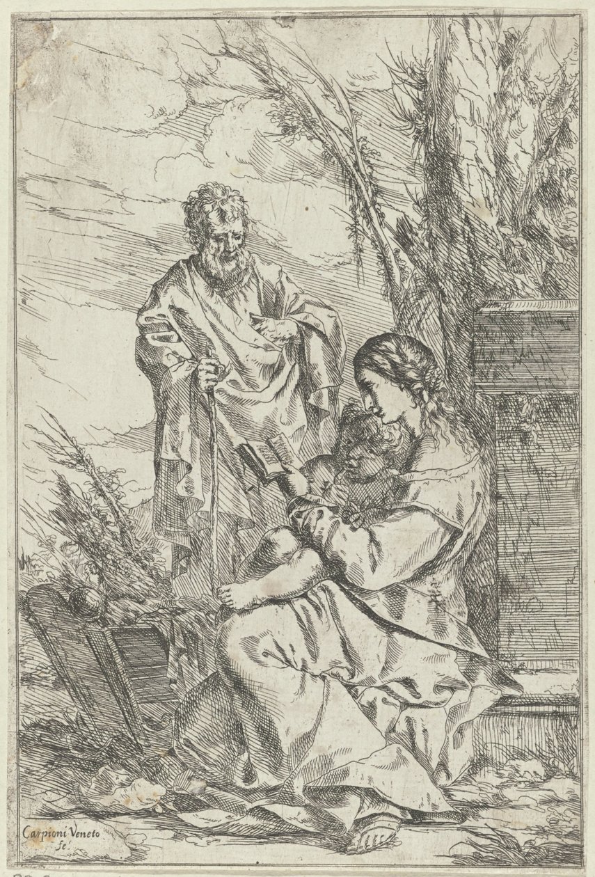 Heilige Familie mit Maria lesend von Giulio Carpioni (I)