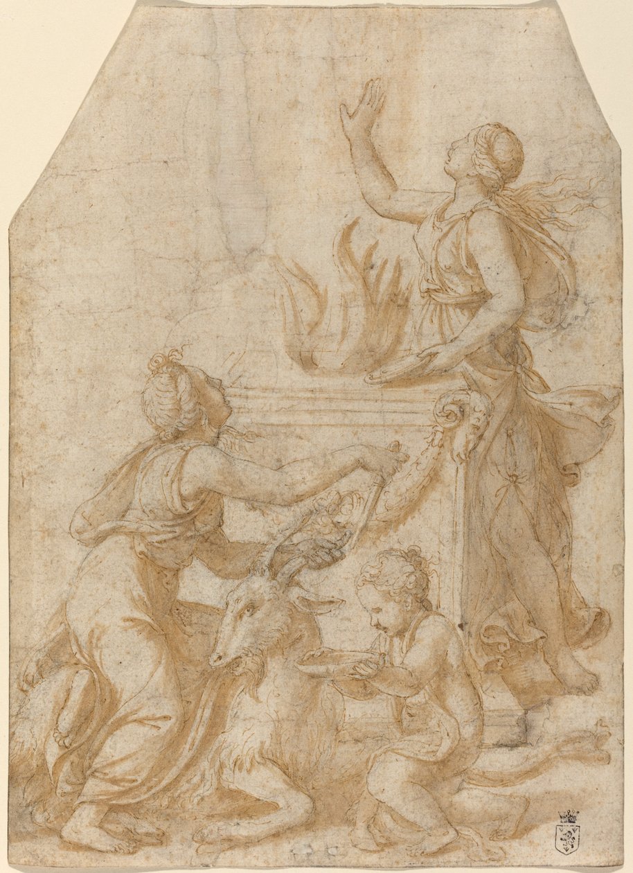 Das Opfer einer Ziege für Jupiter von Giulio Romano
