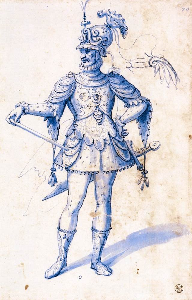 Kostümentwurf für einen Ritter von Giuseppe Arcimboldo
