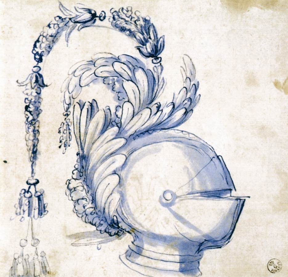 Skizze für einen Visierhelm von Giuseppe Arcimboldo