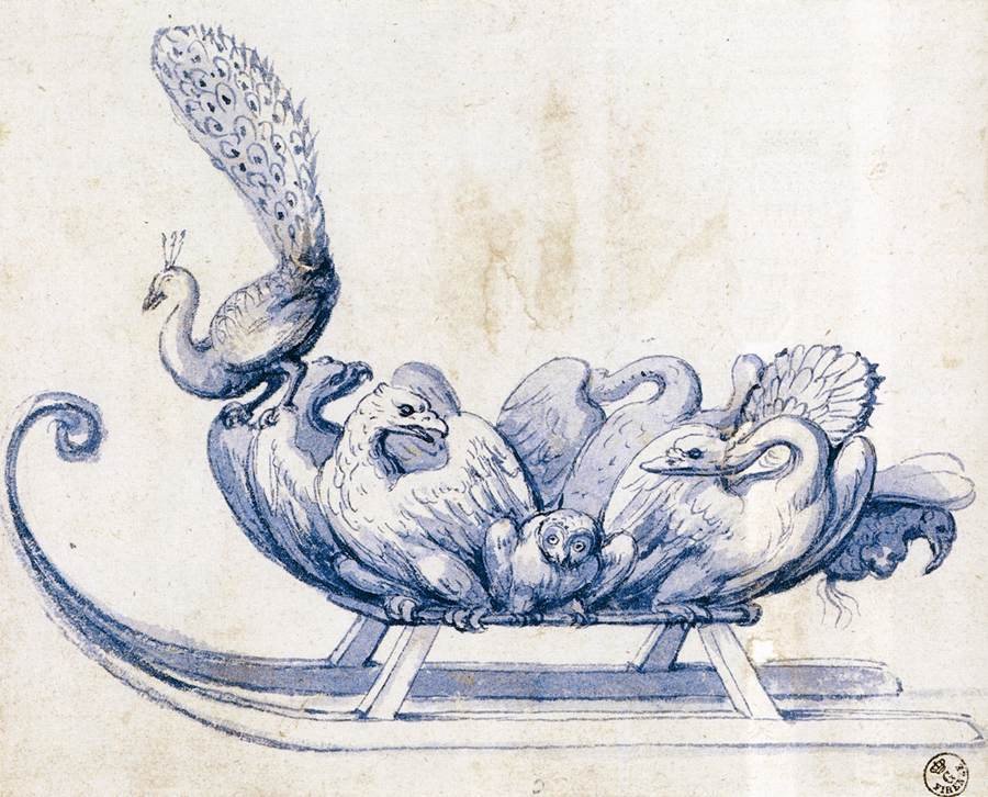 Skizze für einen Schlitten von Giuseppe Arcimboldo