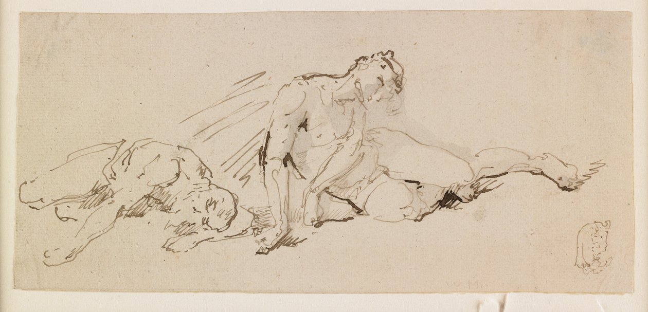 Zwei männliche Figuren (Studie für die Auferstehung) von Giuseppe Bernardino Bison