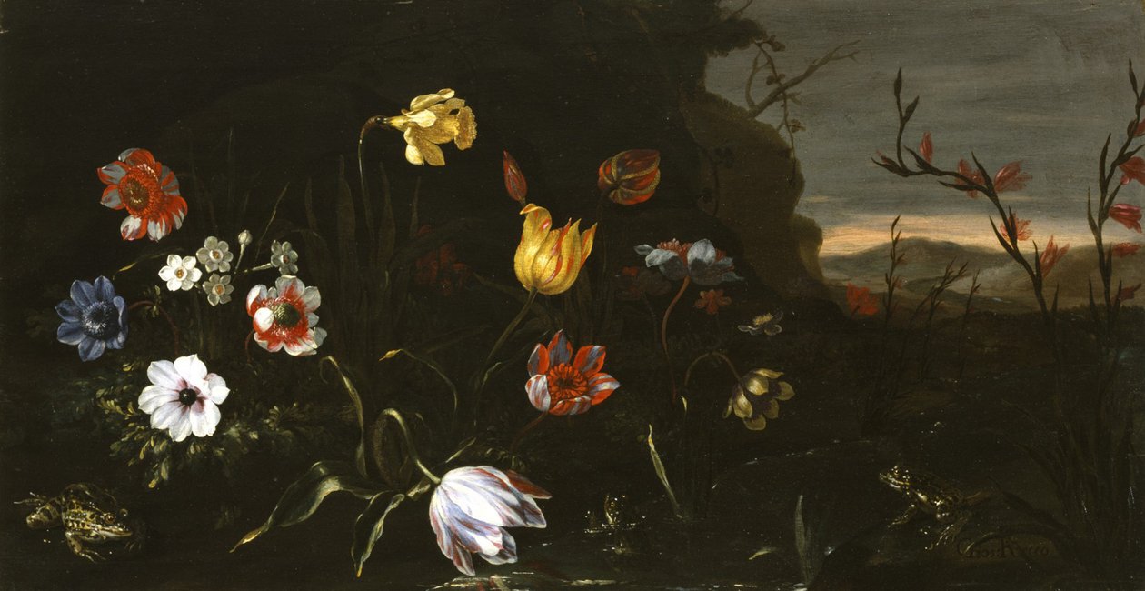 Blumen und Frösche von Giuseppe Recco